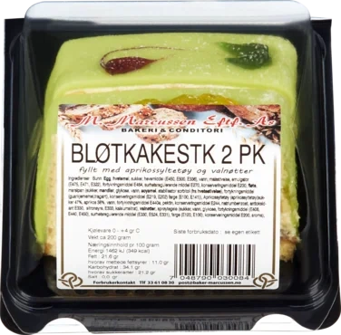 Bløtkake-stk 2 Pk med Aprikos og Valnøtter Baker Marcussens