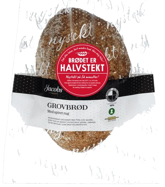 Grovbrød m/Rug Halvstekt Ca720g Jacobs Utvalgte