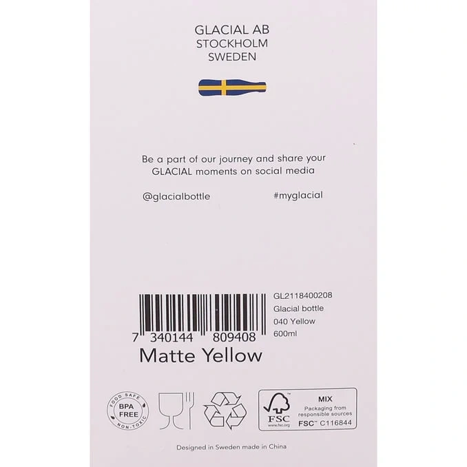 Vattenflaska Matte Yellow 600 ml