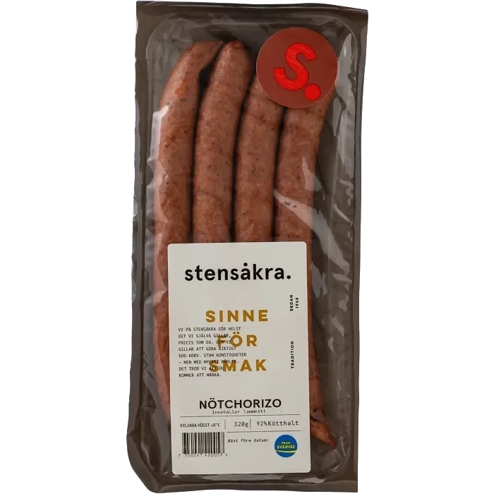 Nötchorizo 92% Kötthalt 320g Stensåkra