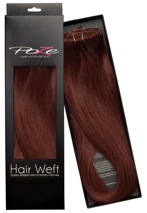 Poze Hairextensions Poze Hårremse Ekte 4RG Auburn 7 deler 50cm