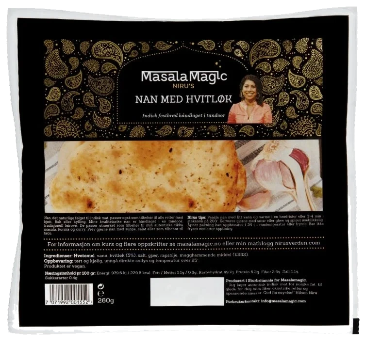 Naan Håndlagde m/Hvitløk 260g Nirus