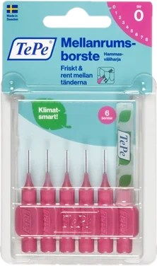 Mellomromsbørste Orignalrosa 0.4mm 6stk
