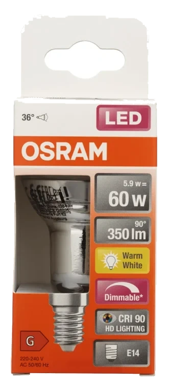 Lyspære Led R50 60 Klar Dim E14 Osram