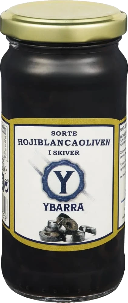 Sorte Hojiblancaoliven i skiver