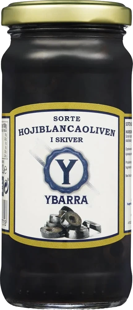 Sorte Hojiblancaoliven i skiver