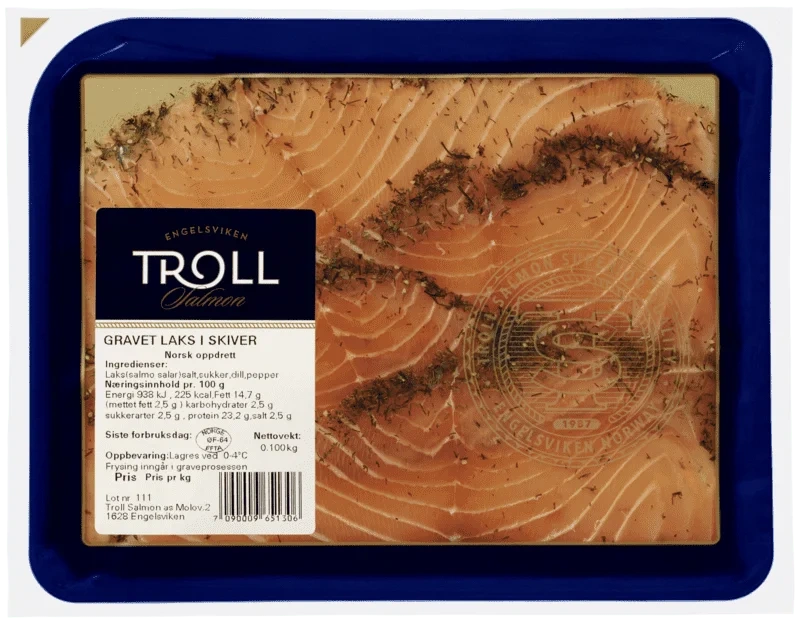Gravet Laks i Skiver 100 g Troll