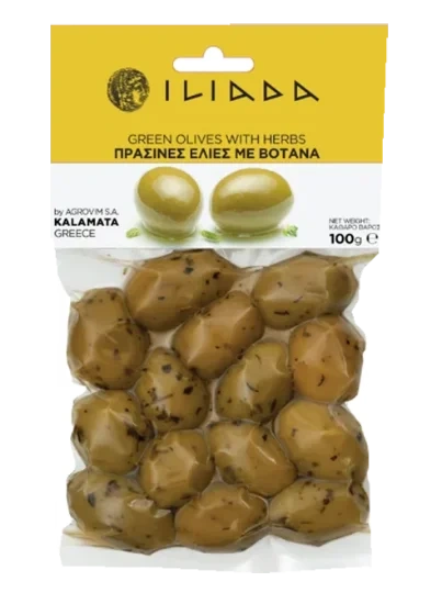Iliada Grønn Oliven M/urter 100g
