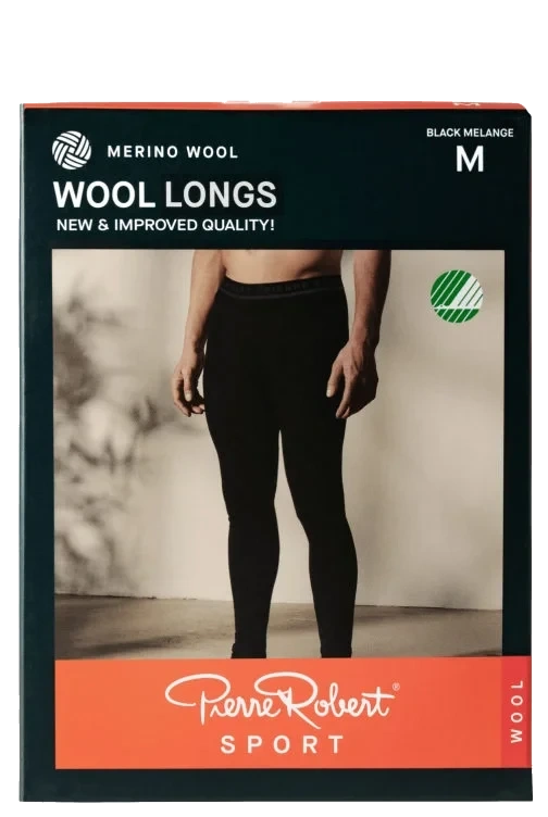Wool Longs Sport Black Melange L Pierre-Robert