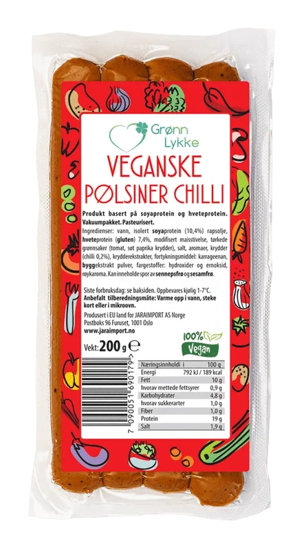 Grønn Lykke Pølsiner Chili 200g