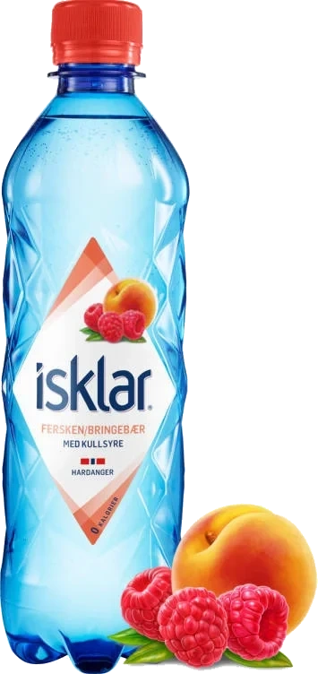 Isklar Sparkling Fersken&Bringebær 0,46l flaske