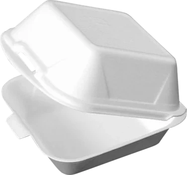 Hamburgerboks 15.5x15.5cm Eps med Hengslet Lokk Stor