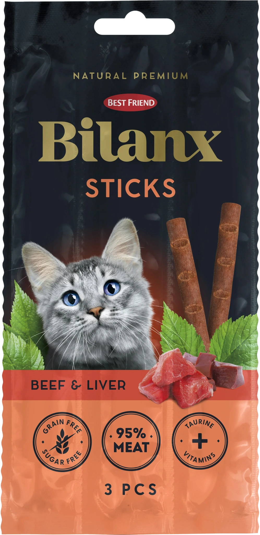 Kattsnacks Sticks Oxe & lever 3-pack