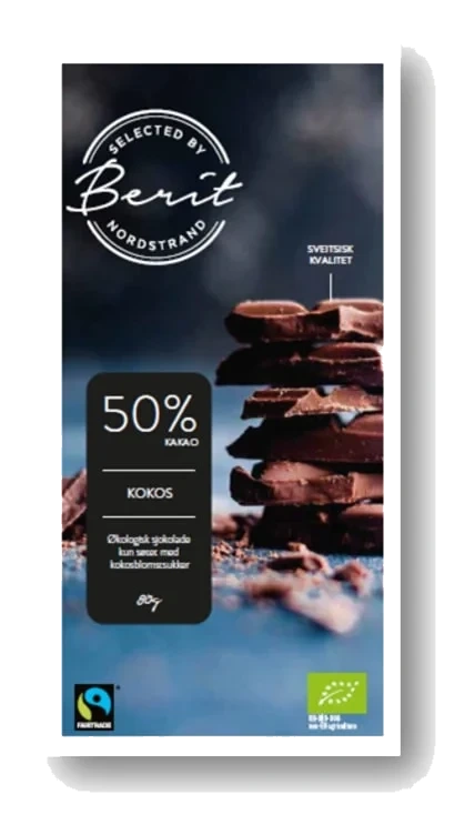 Sjokolade 50% Kakao&Kokos 80g Berit