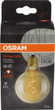 Led Lyspære 1906 Globe 80 E27 1,8W Spiral Klar Gold