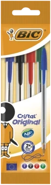Bic Cristal Original-kulepenner med Medium Spiss (1.0 Mm) – Assorterte Farger Pakke med 4