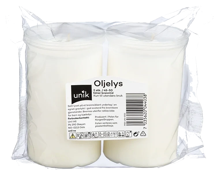 Oljelys 9,5cm 2pk Unik