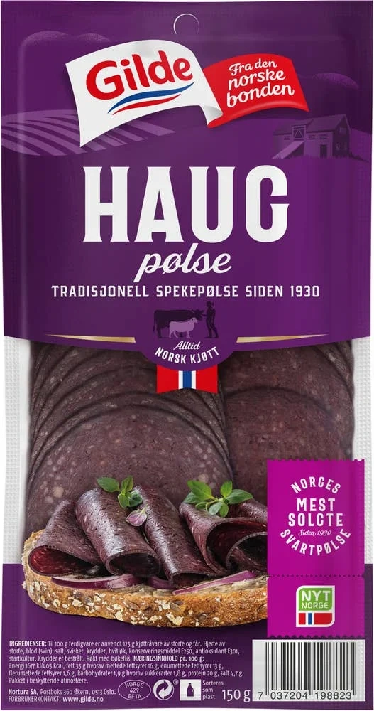 Haugpølse skivet