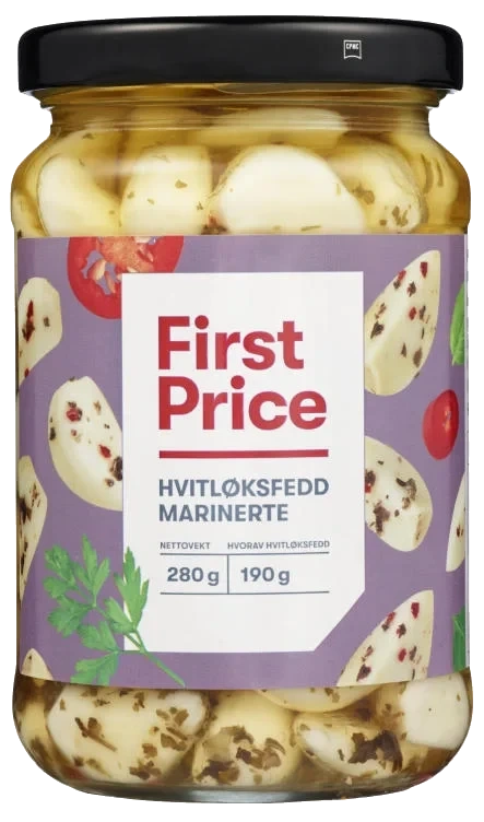 Hvitløksfedd Marinerte 280g First Price