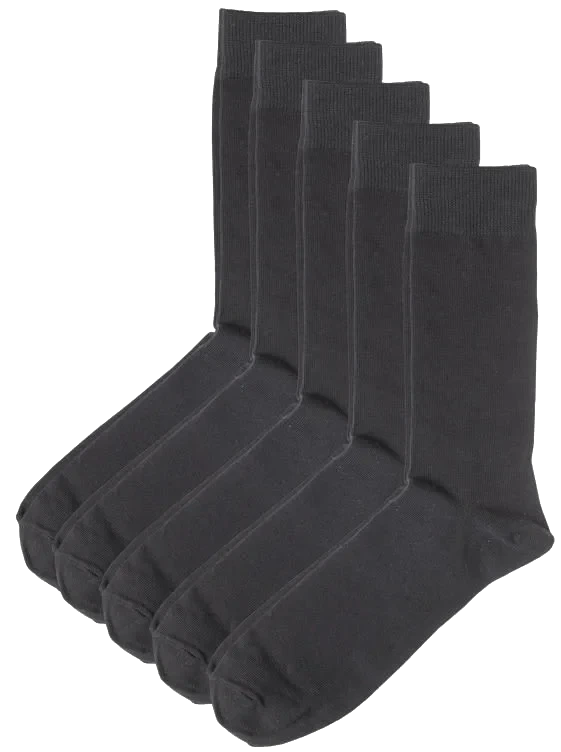 Basic Socks Black 37-40 5pk Pierre Robert