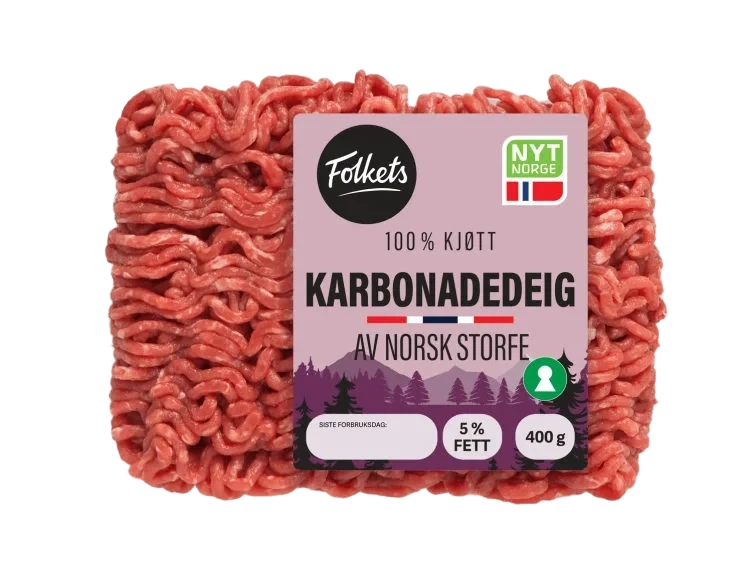 Karbonadedeig 5% u/Salt og Vann 400g Folkets