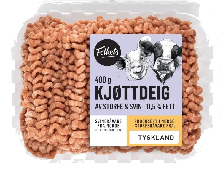 Kjøttdeig Storfe&Svin 400g Folkets