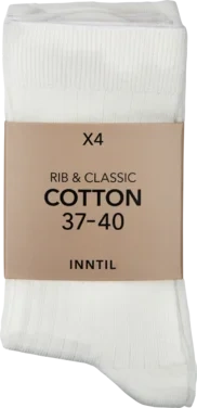 Socks, 2x Rib 2x Classic, White, 37-40