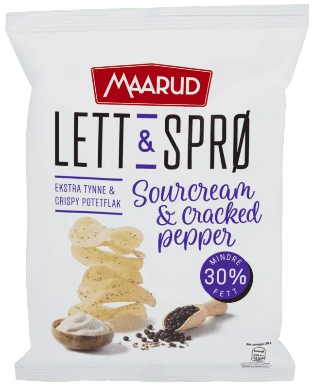 Maarud Lett & Sprø Sourcream & Cracked Pepper 180g