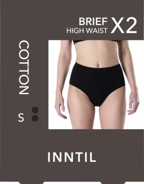 Women's High Waist Brief, 2-pk, Black, S
