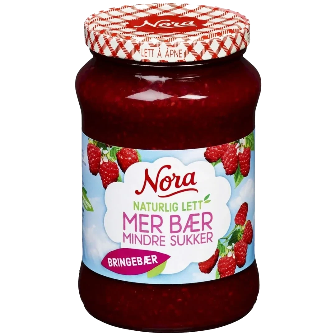 Nora Bringebær Mindre Sukker 540g