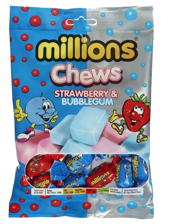 Millions Chews Strawberry & Bubblegum 120g