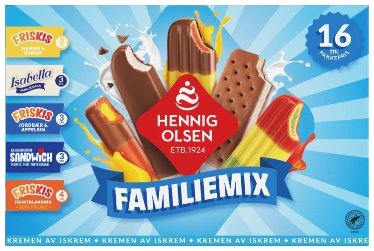 Familiemix 16stk Hennig Olsen