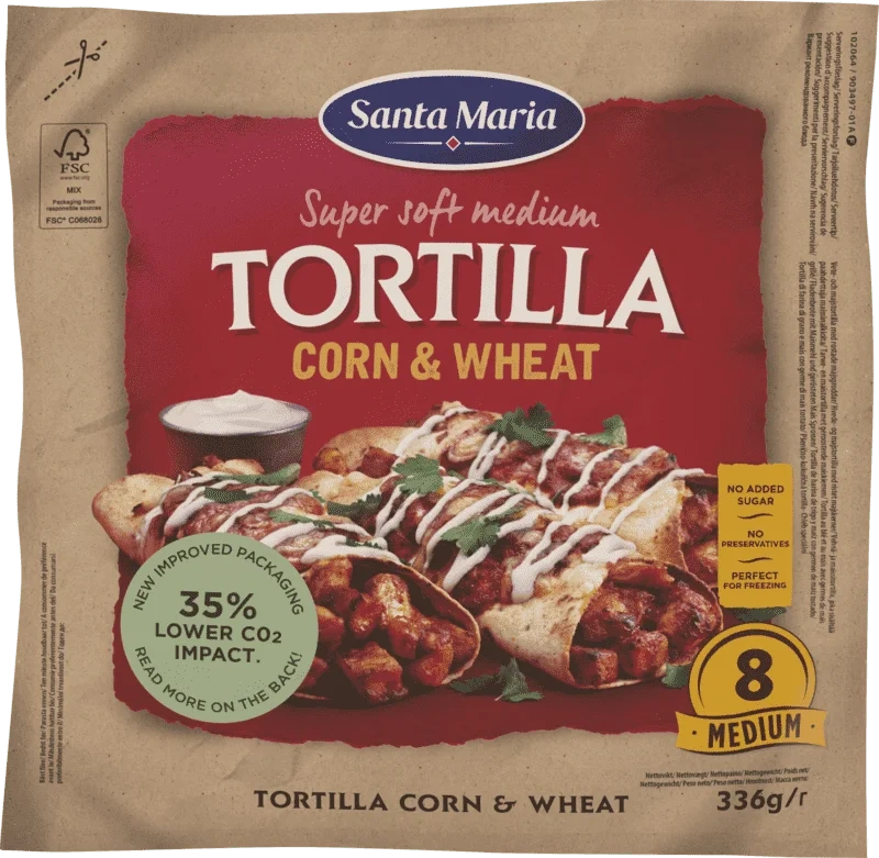 Tortilla Corn & Wheat Medium (8-pack) 336g Santa Maria