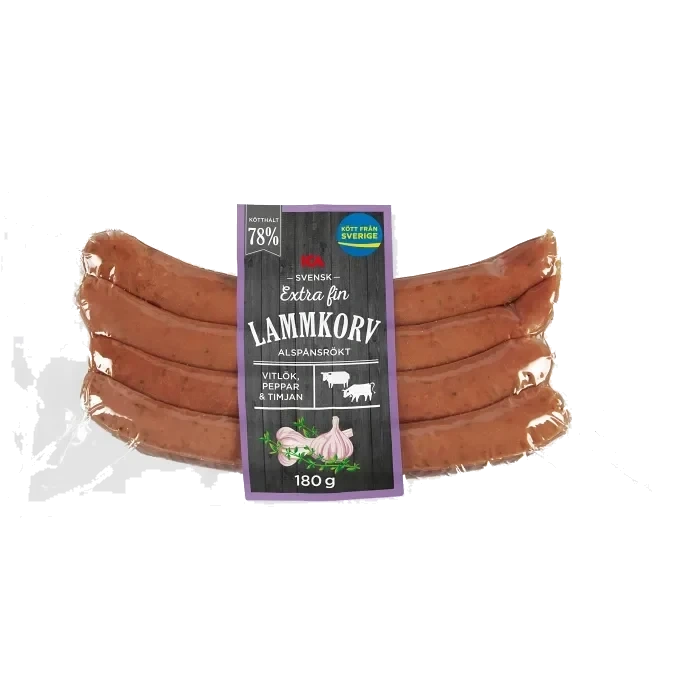 Lammkorv Extra Fin Kötthalt 78% 180g ICA