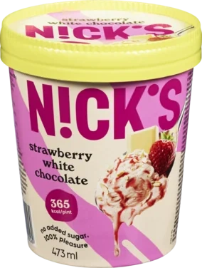 Nick's Iskrem Strawberry White Choc. 473ml