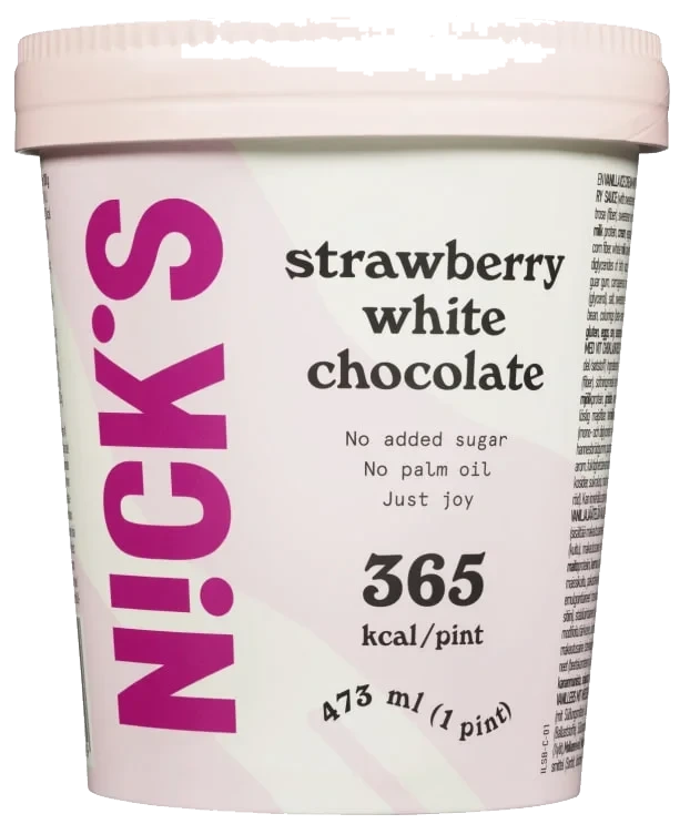 Nick's Iskrem Strawberry White Choc. 473ml