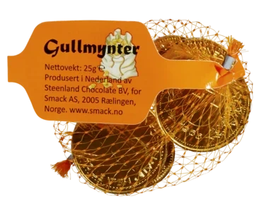 Gullmynter i Nett Melkesjokolade 25g Smack