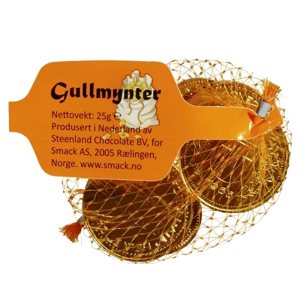 Gullmynter i Nett Melkesjokolade 25g Smack