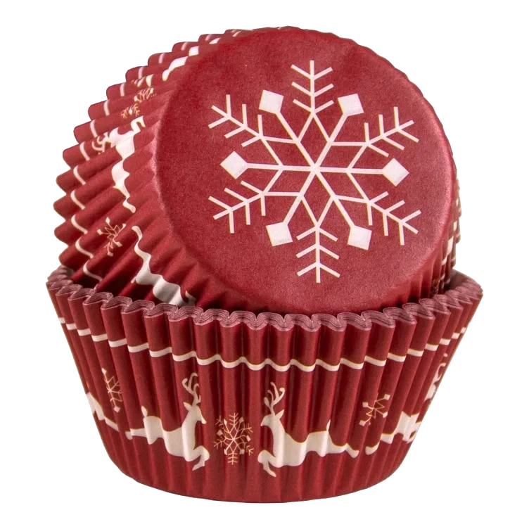 Muffinsform Rød Snøkrystall 50stk Cacas