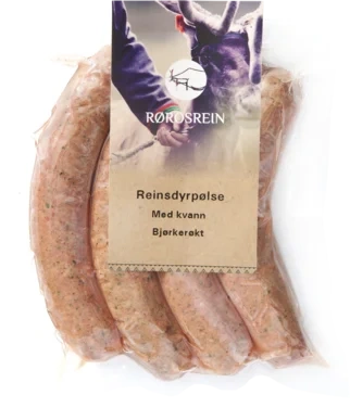 Reinsdyrpølse m/Kvann Bjørkerøkt 400g Fersk