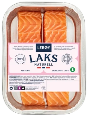 Laks Porsjoner m/Skinn 2x125g Aluform Lerøy