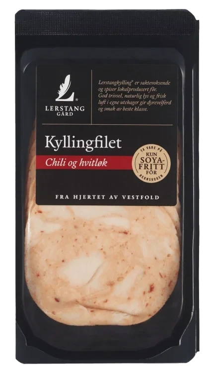 Kyllingfilet Chili skivet 100g Lerstang