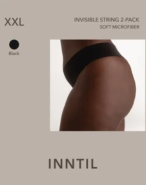 Women's Invisible String, 2-pk, Black, Xxl