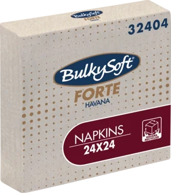 Barserviett, Bulkysoft Havana, 24x24cm, 2-lags, Sand, Gjenbrukspapir, 1/4 Fold