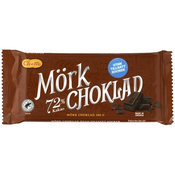 Cloetta Mørk Melkesjokolade 72% 100g