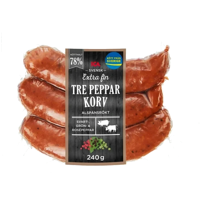Grillkorv Tre Peppar 240g ICA