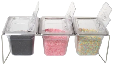 Strøsselstativ til tre smaker, horisontal, 1 stk
