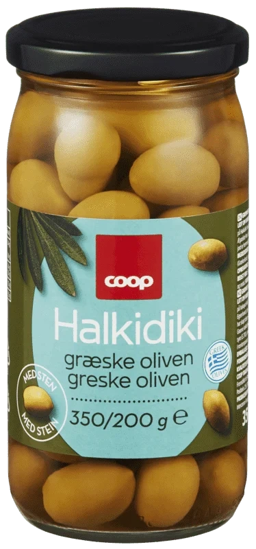 Coop Halkidiki Gresk Oliven med Sten 350g