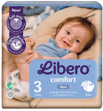 Libero Comfort 3 Åpen Bleie 5–8 Kg, 30 stk
