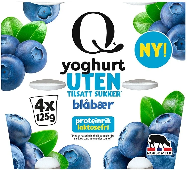 Yoghurt u/Sukker Blåbær 4x125g Q